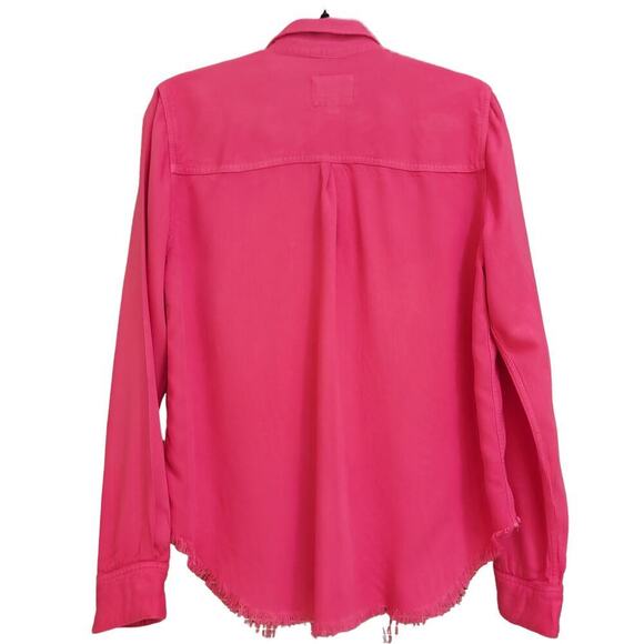 RAILS Hot Pink Frayed Hem Chambray Button Up Shirt Womens M Sustainable Fashion - Picture 5 of 13